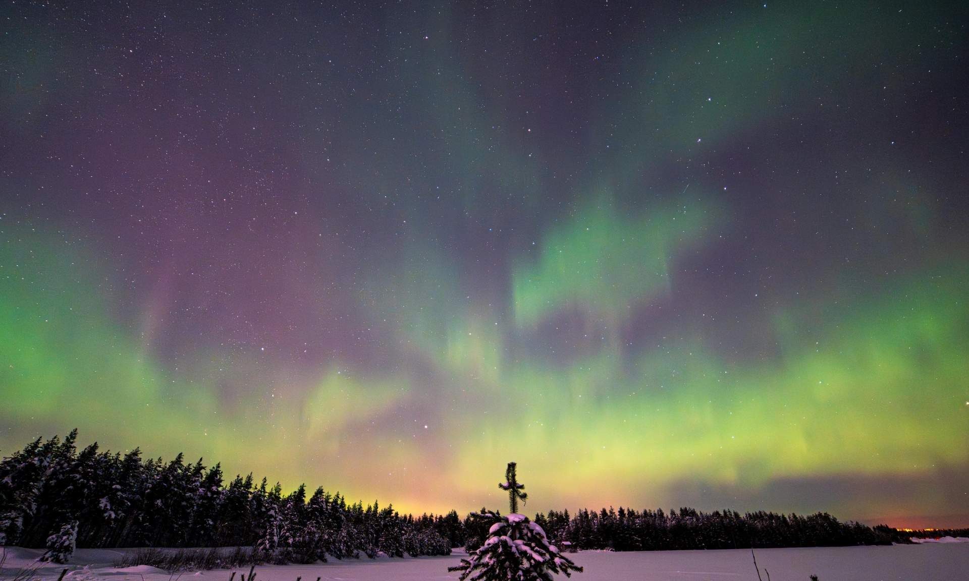 Northern lights in December Finland